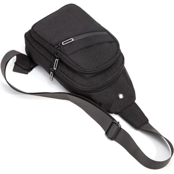 New Black / White Small Sling Backpack Chest Daypack Crossbody Bag main image 6